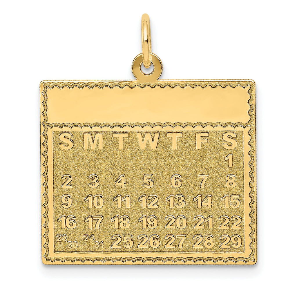 14K Saturday the First Day Calendar Pendant