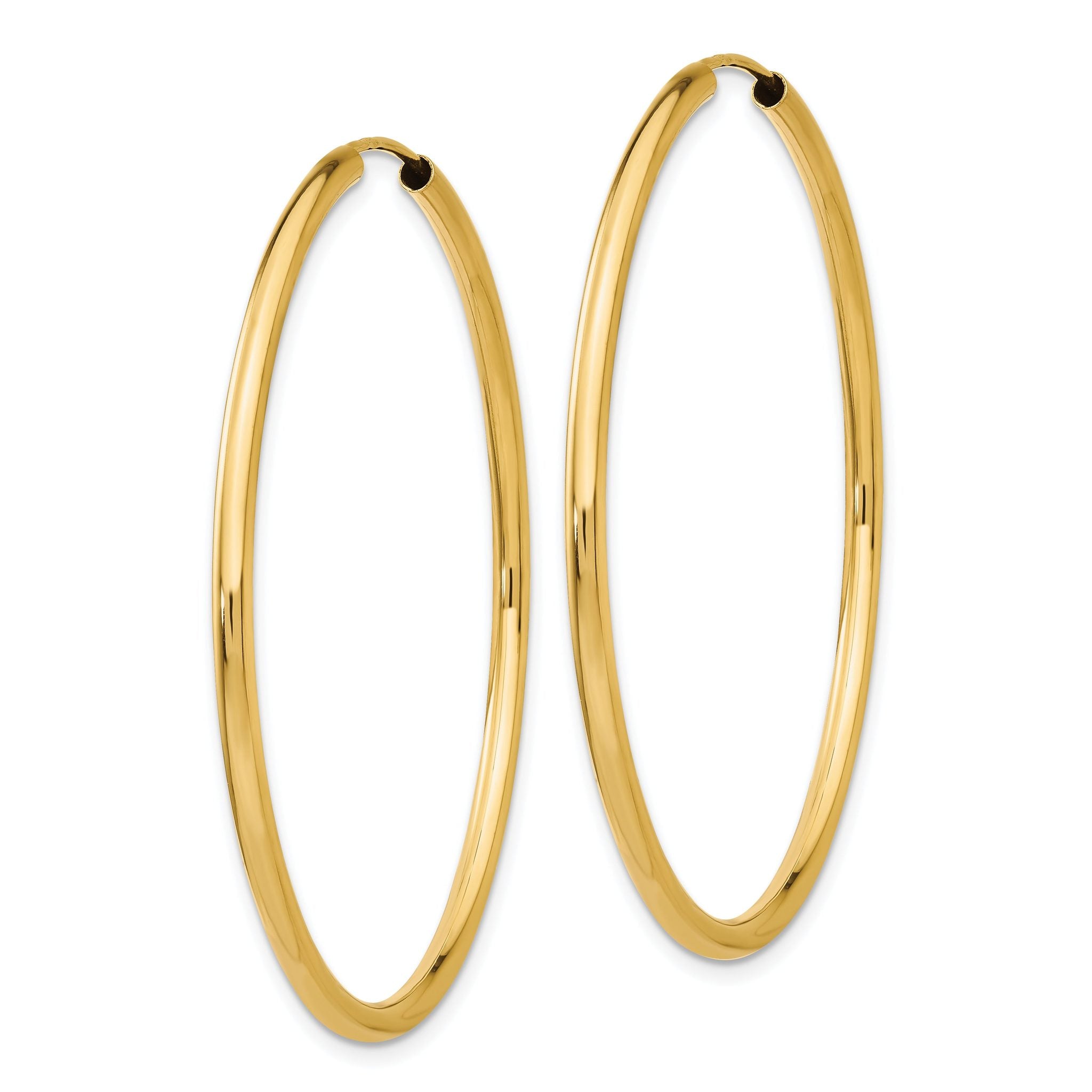 14K Gold Polished Endless Hoop Earrings 45mm Elegant Timeless Style Secondary image