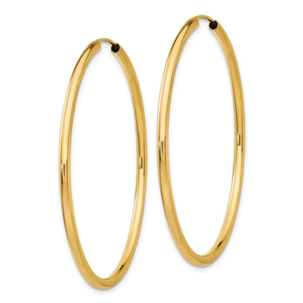 14K Gold Polished Endless Hoop Earrings 45mm Elegant Timeless Style