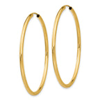 14K Gold Polished Endless Hoop Earrings 45mm Elegant Timeless Style