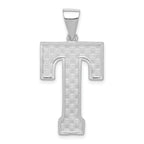 Sterling Silver Rhodium-Plated Initial T Pendant Large Casted