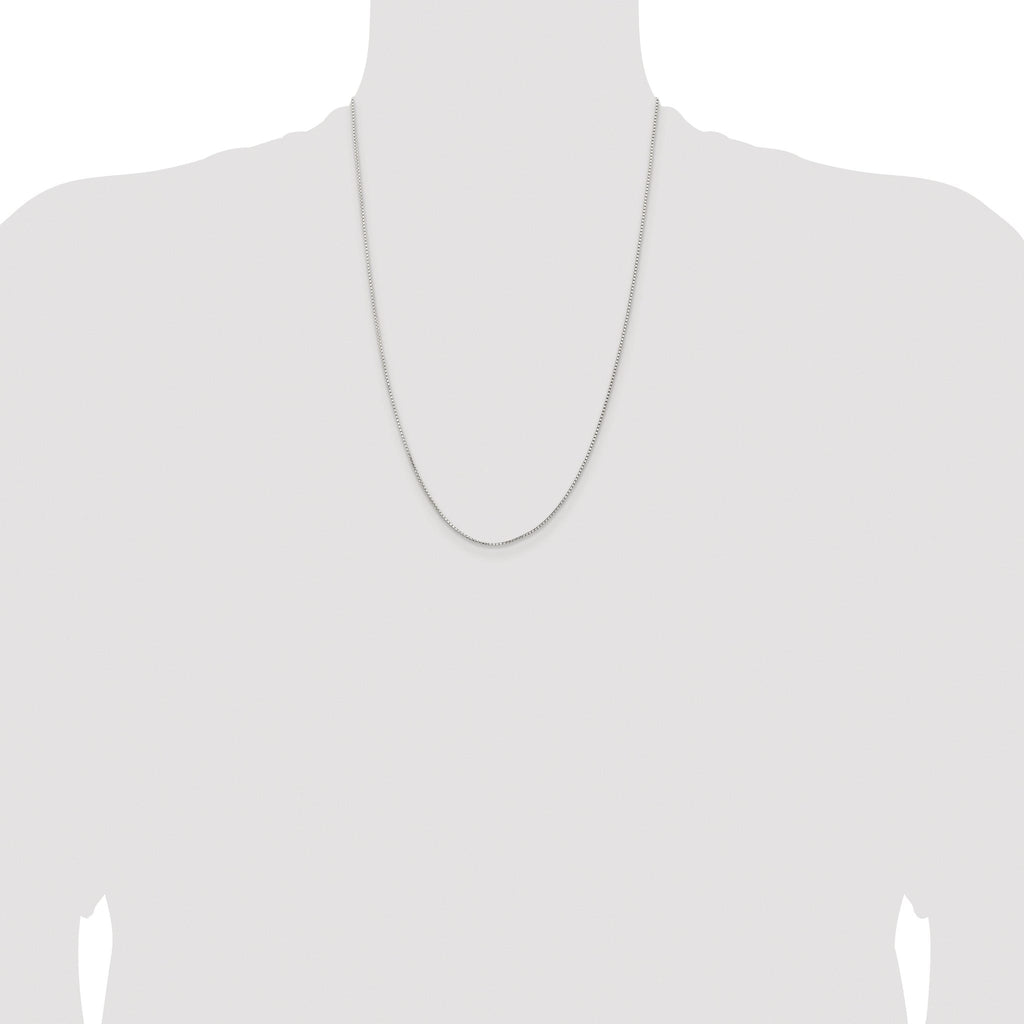 Sterling Silver Rhodium-Plated 1.1mm Diamond-Cut Round Box Chain