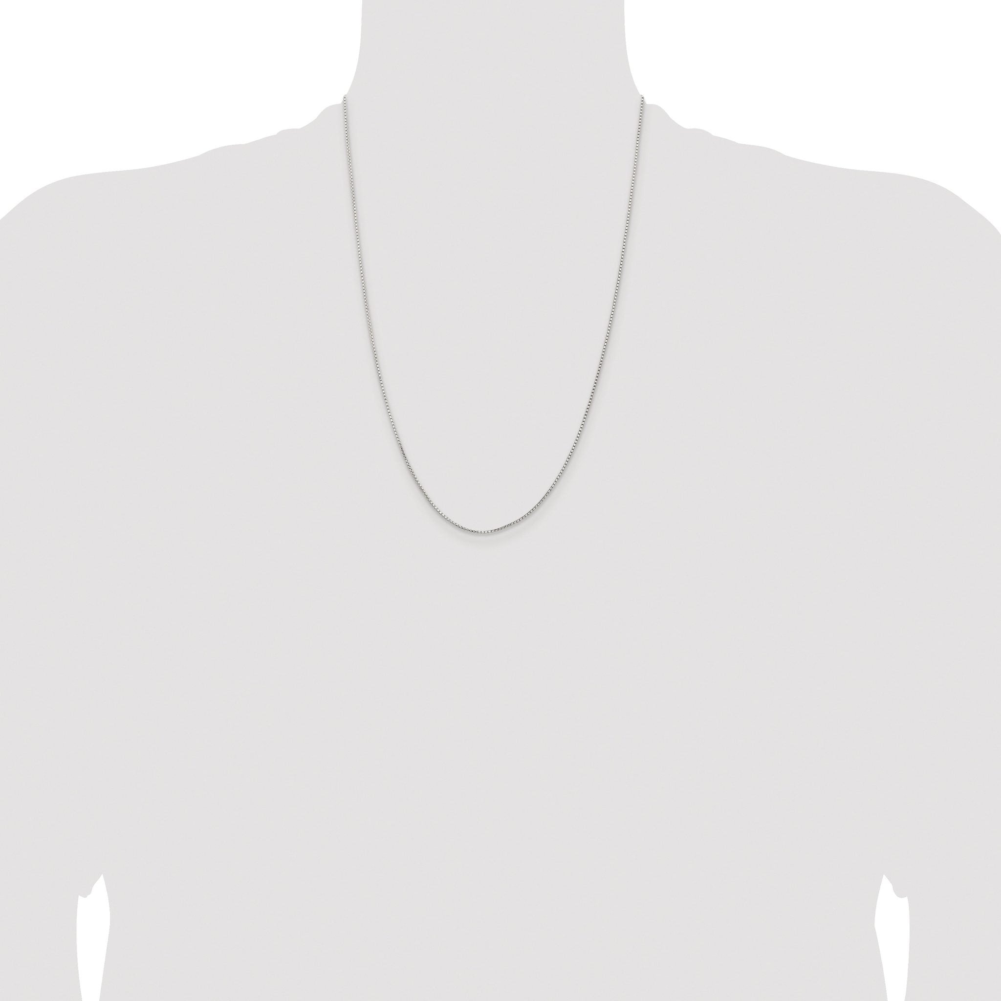 Sterling Silver Rhodium-Plated 1.1mm Diamond-Cut Round Box Chain