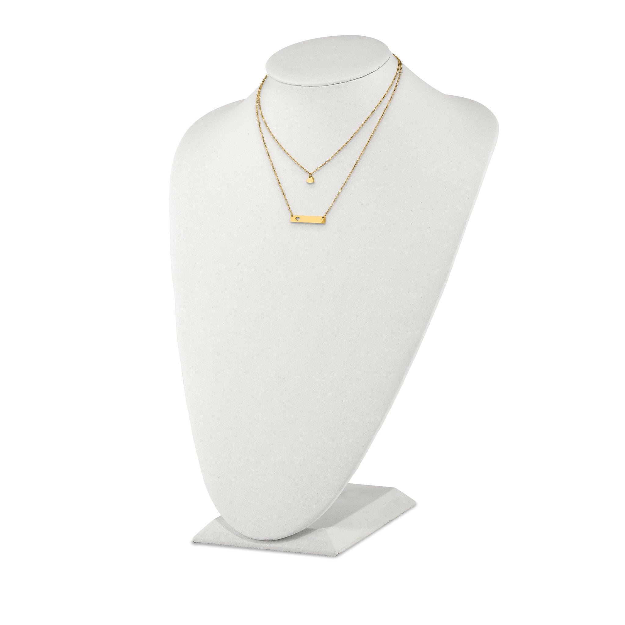 Chisel Stainless Steel Polished Yellow IP-plated Heart and Bar Multi Strand 15.5 inch Cable Chain with a 1.5 inch Extension Necklace Secondary image