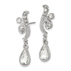 1928 Jewelry Silver-tone Sparkling Clear Crystal Teardrop Vintage Style Dangle Post Earrings