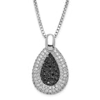 Sophia Jewelers: Elegant Rhodium-Plated Sterling Silver Necklace with Black & Clear CZ Teardrop