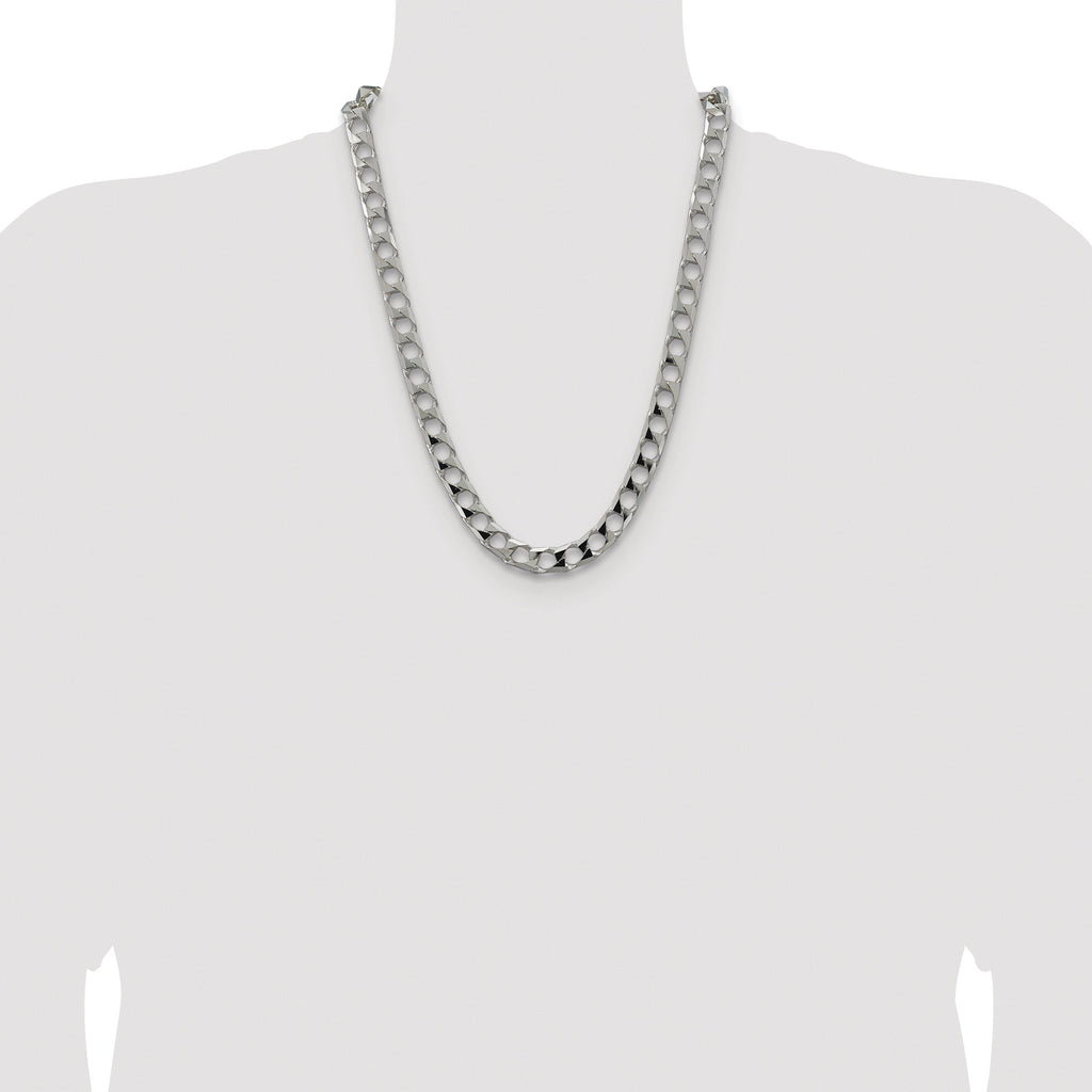 Sterling Silver Rhodium-plated 10.3mm D/C Square Curb Chain