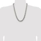 Sterling Silver Rhodium-plated 10.3mm D/C Square Curb Chain