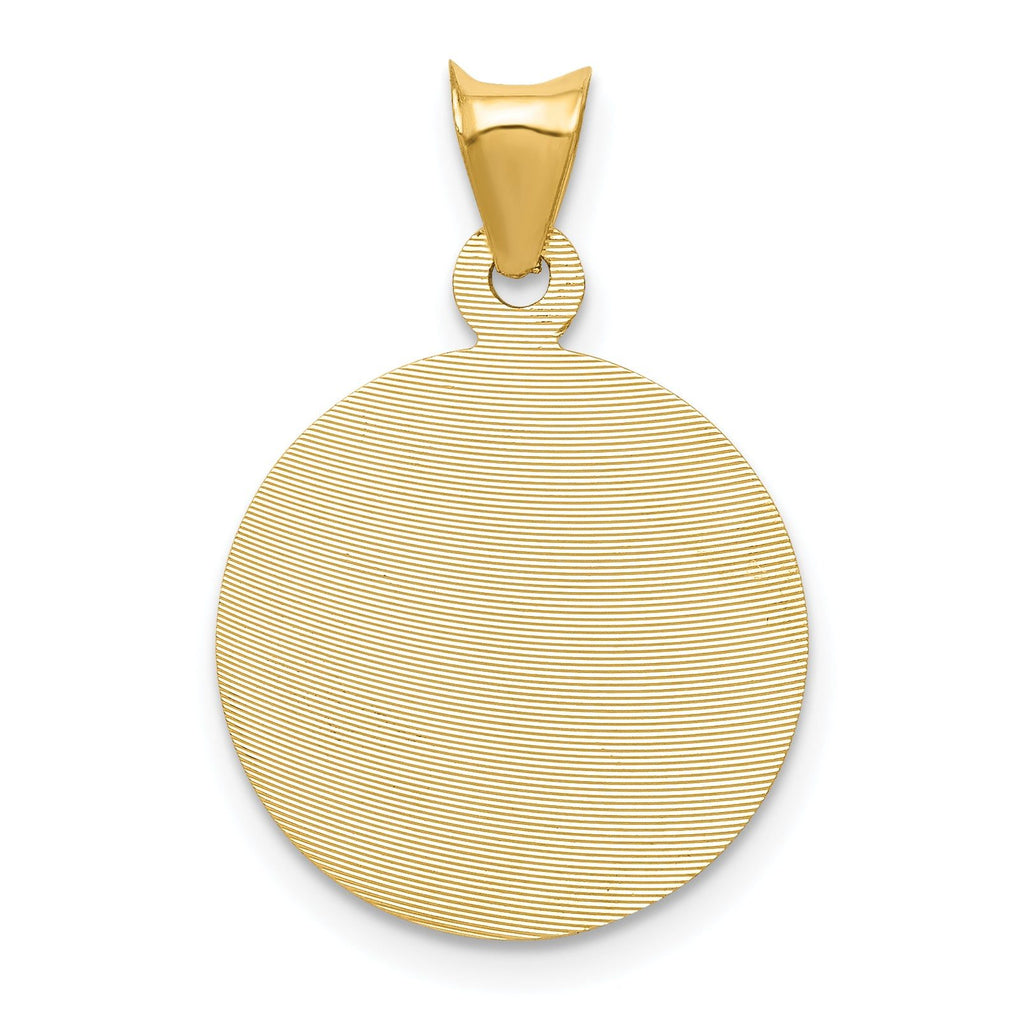 14K Gold Sagrado Corazon Circle Pendant with Polished Finish Elegant Design