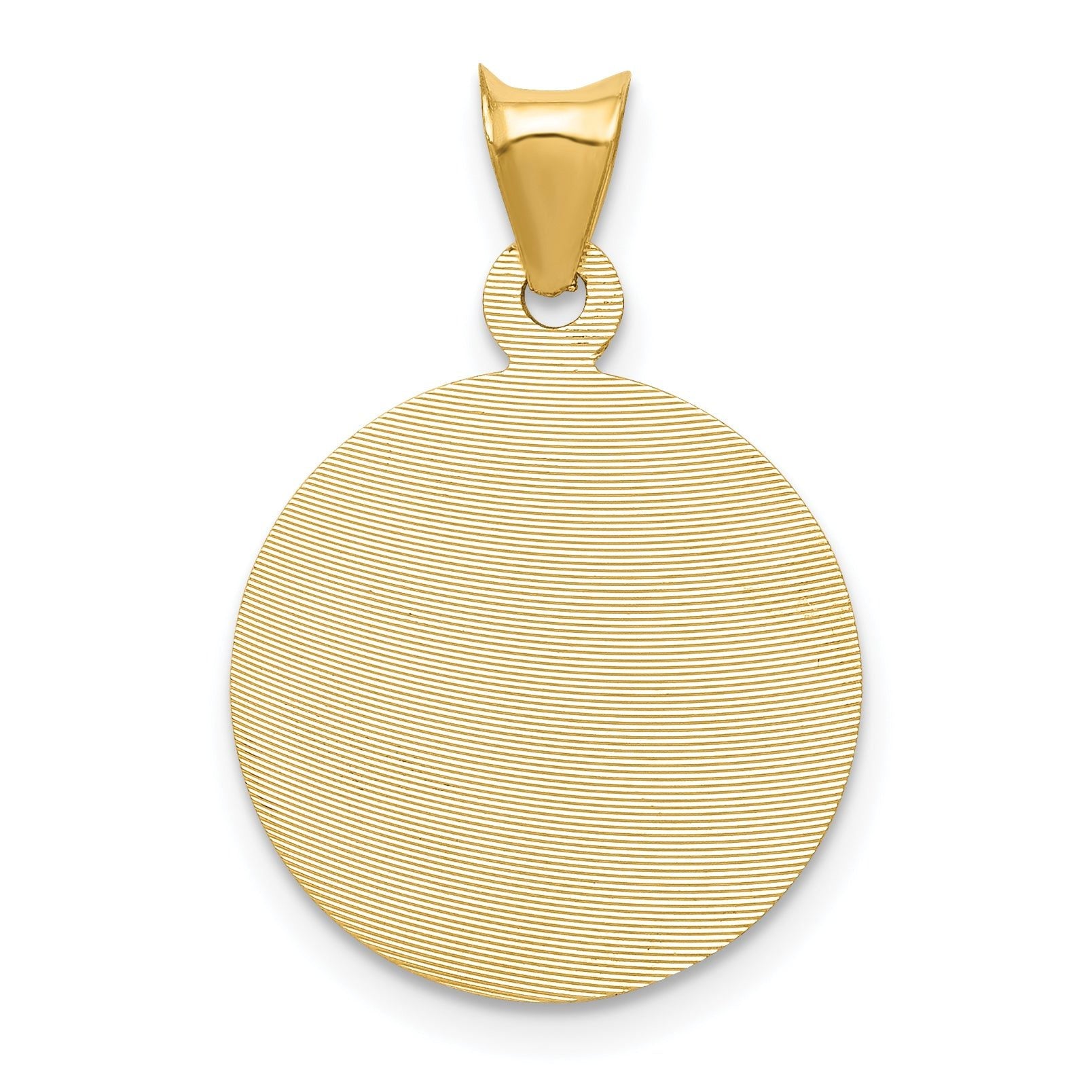 14K Gold Sagrado Corazon Circle Pendant with Polished Finish Elegant Design