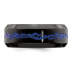 Titanium Wedding Band with Blue Anodized Accents and Polished Finish