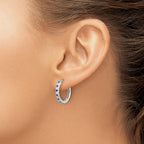 14k White Gold 1/5 carat Lab Grown Diamond VS/SI+ G+ and Created Sapphire Complete Hinged Hoop Earrings