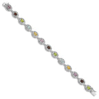 Sterling Silver 925 Multi-Gemstone Bracelet with Rhodium Polish Elegant Design