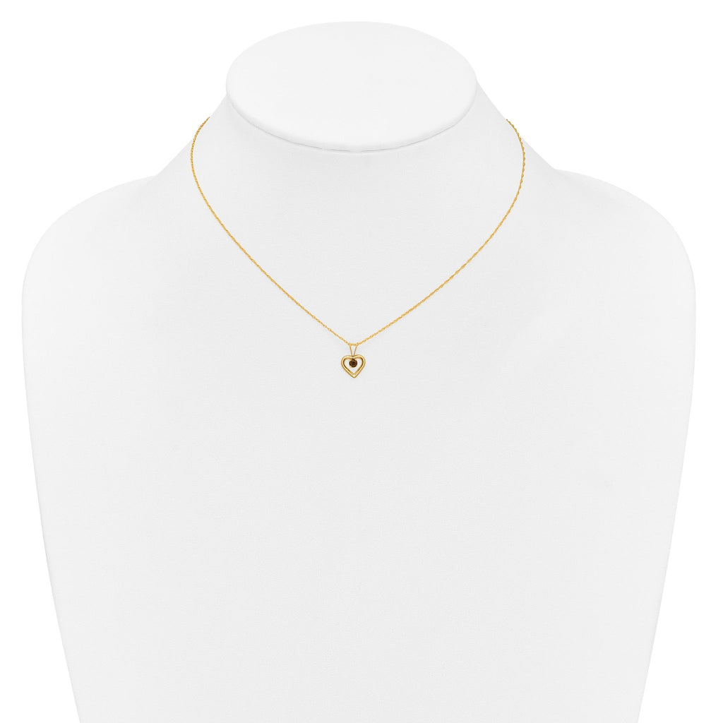 10k Madi K 3mm Garnet Heart Birthstone Necklace