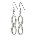 Stainless Steel Polished Infinity Cubic Zirconia Drop Dangle Earrings for Women