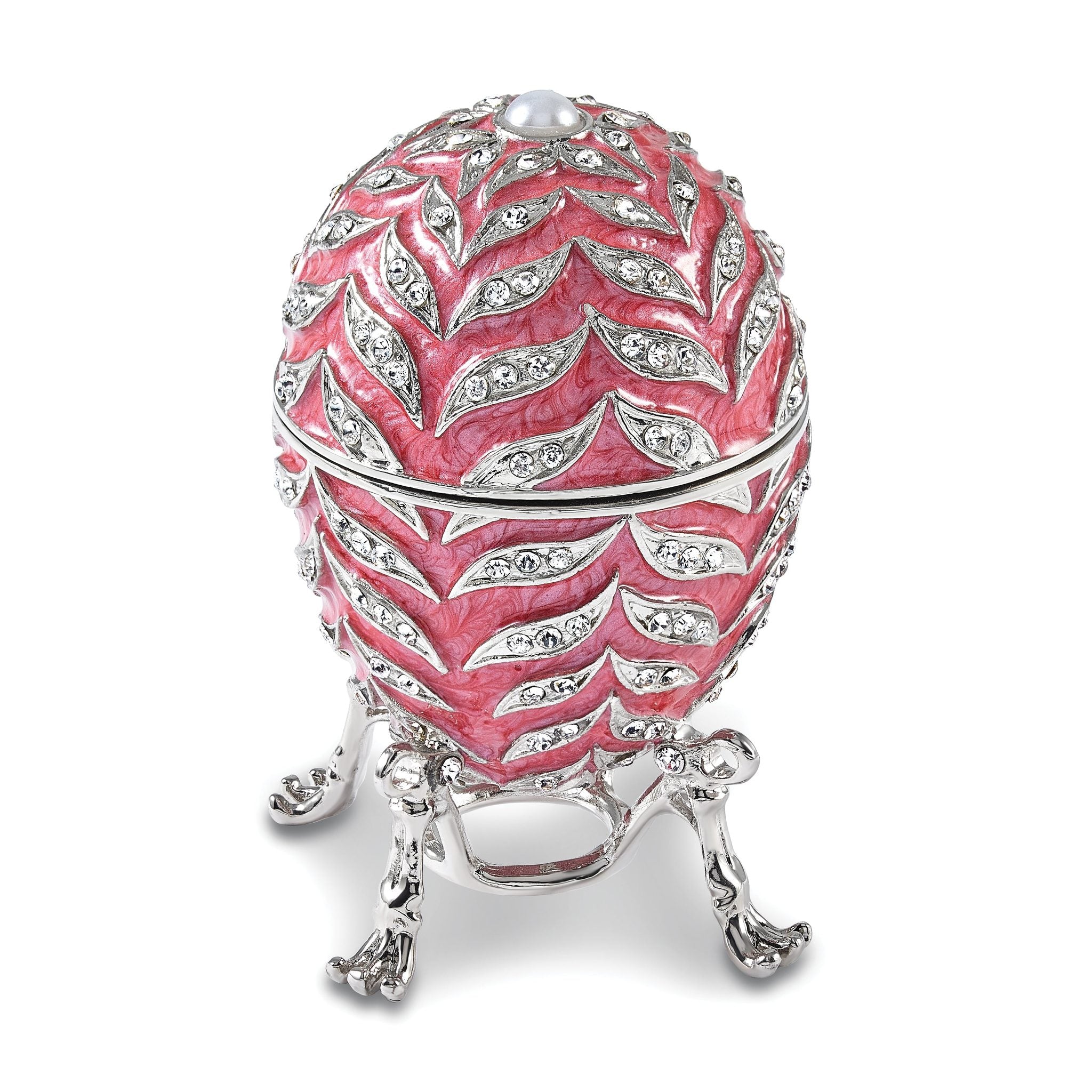 Luxury Giftware by Jere Bejeweled LUSCIOUS PINK (Plays Endless Love) Musical Egg Trinket Box with Matching 18 inch Necklace Main image
