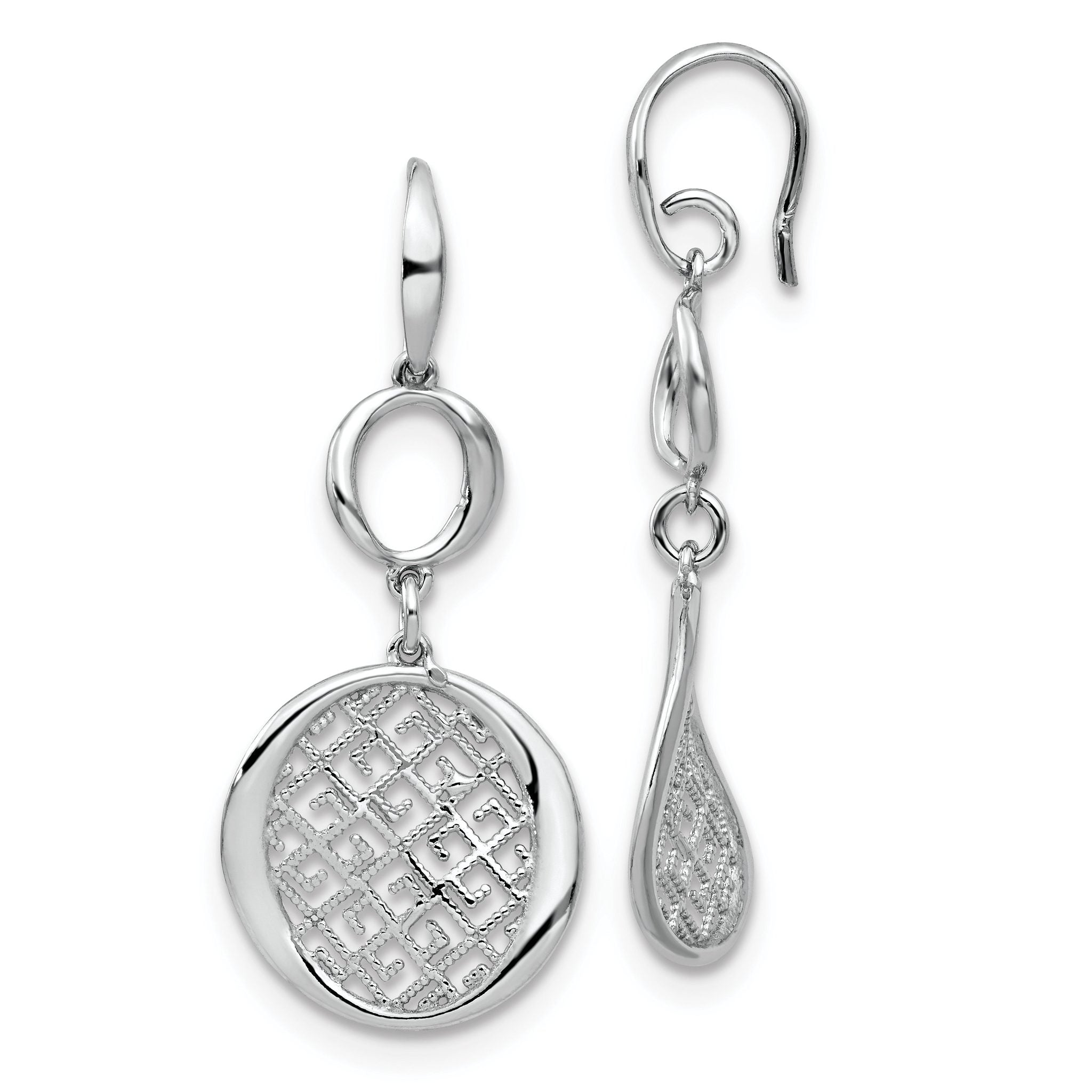 Sterling Silver Rhodium-plated Filigree Dangle Earrings Main image