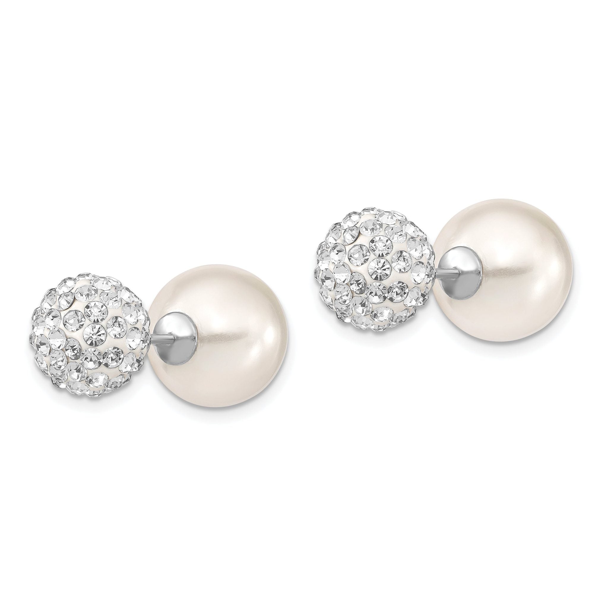 Majestik 925 Sterling Silver Rhodium-Plated Shell Pearl CZ Earrings Secondary image