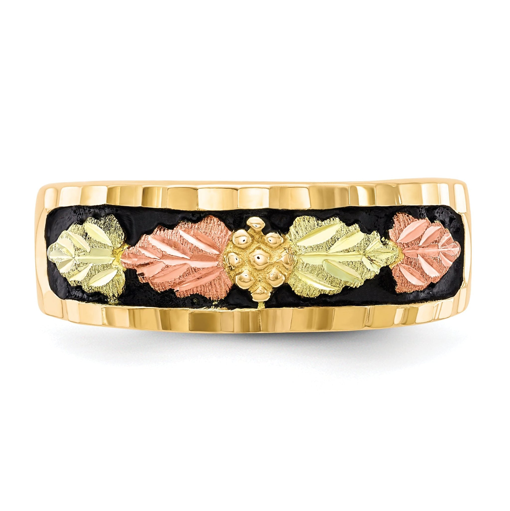 10k Tri-color Black Hills Gold Men's Antiqued Ring