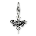 Sterling Silver 925 Antiqued Dragonfly Dangle Bead by Sophia Jewelers