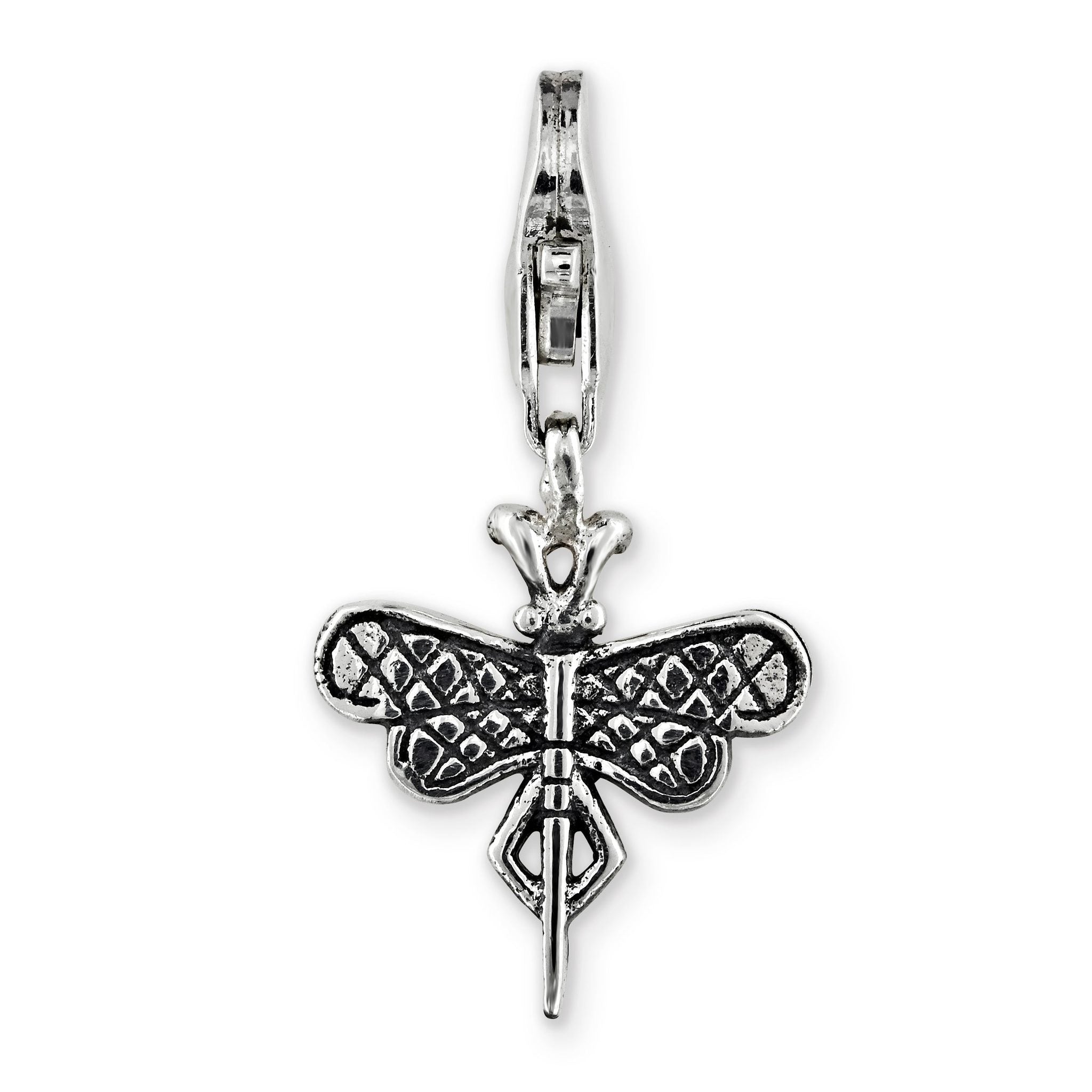 Sterling Silver 925 Antiqued Dragonfly Dangle Bead by Sophia Jewelers