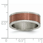 Brown IP Grooved Edge Wedding Band in Titanium, 8mm