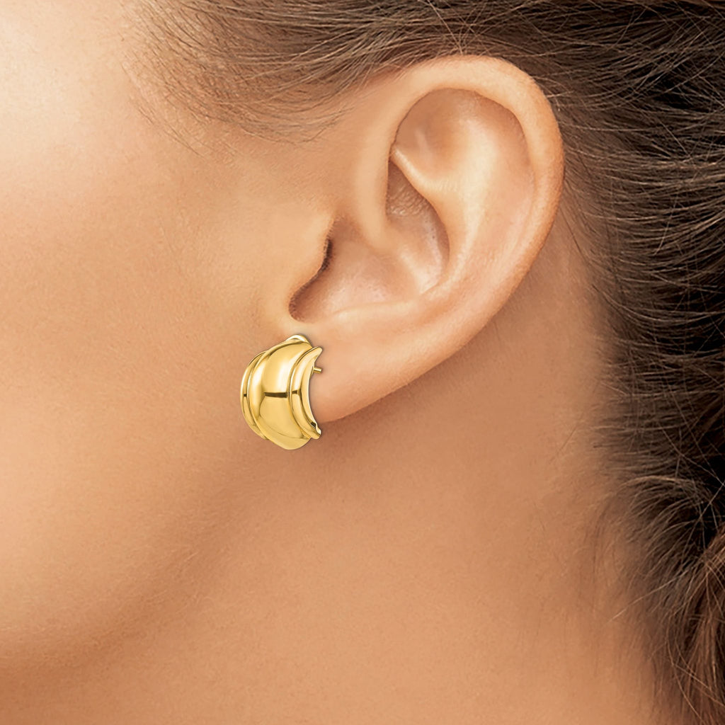 14k Polished Fancy Omega Back Post Earrings
