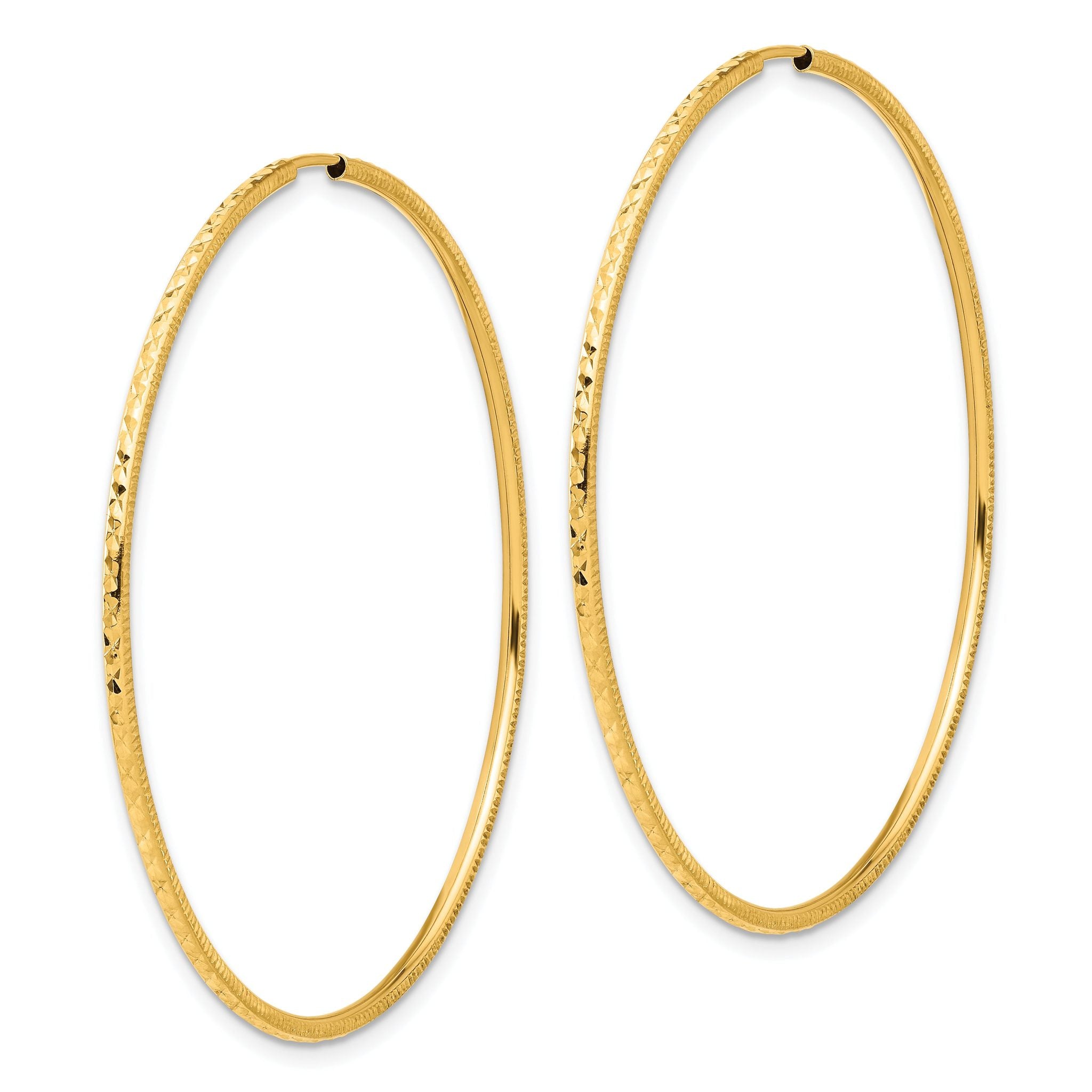 14k D/C 1.50mm Endless Hoop Earrings Secondary image