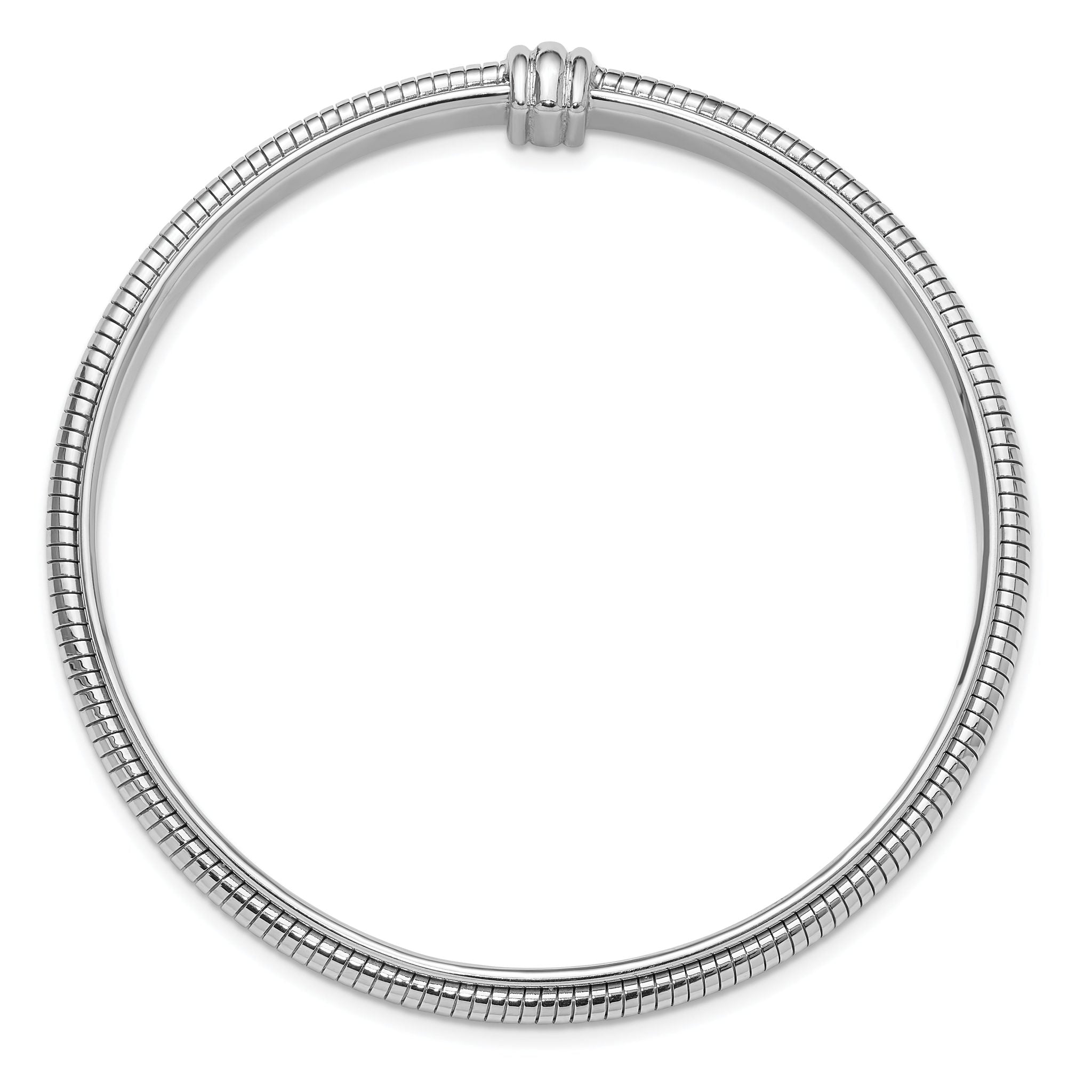 Sterling Silver Rhodium-plated Polished and Textured Slip-on Bangle Bracele Secondary image