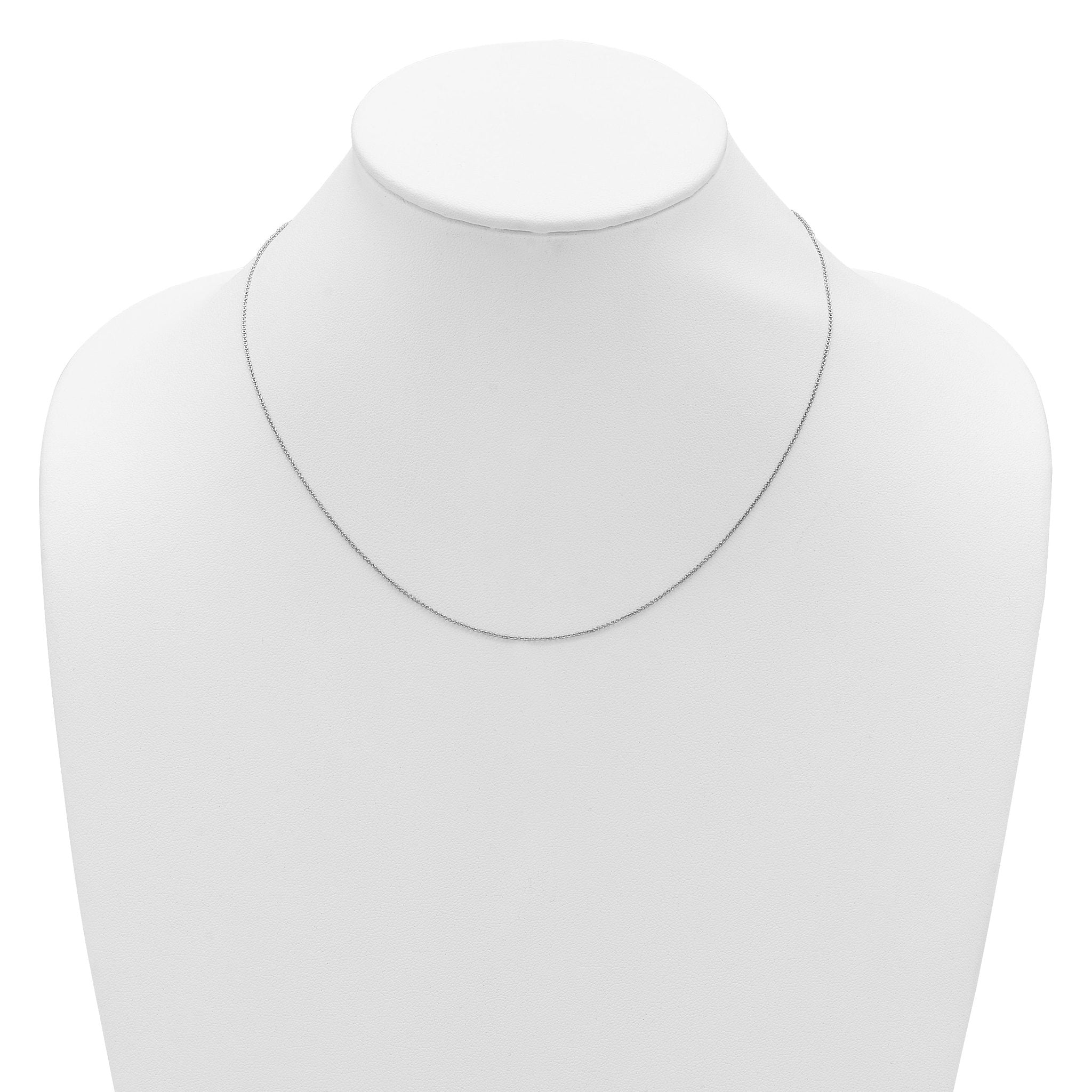 14 Karat White Gold .9mm Round Cable 16in+2in Adjustable Chain