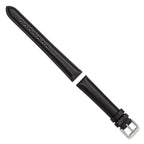 Smooth Leather Watch Band in Black with Silver-Tone Buckle, 24mm