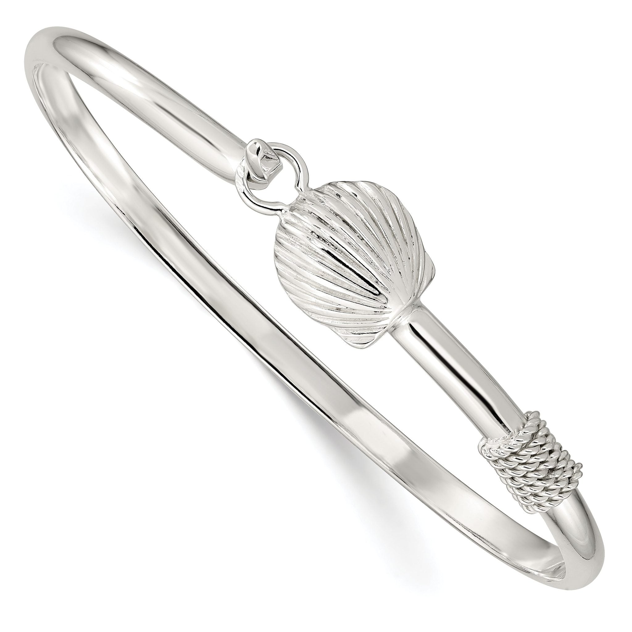 Sterling Silver 925 Polished Shell Bangle for Women Main image