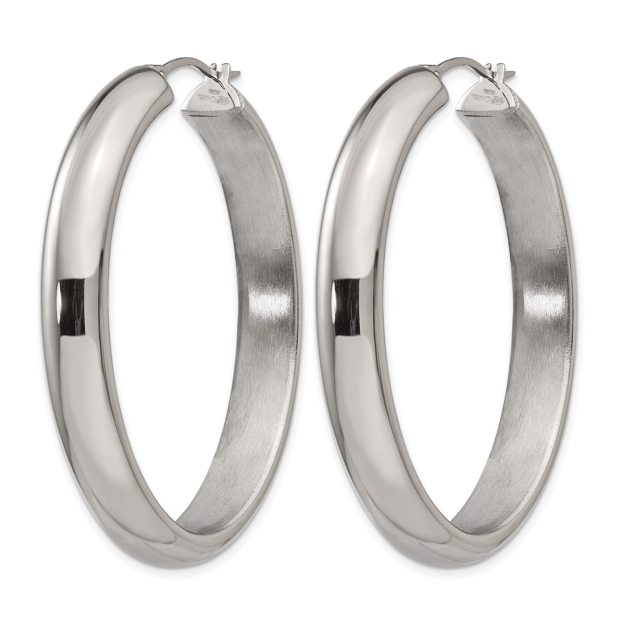 Stainless Steel Polished Oval Hoop Earrings for Women Main image