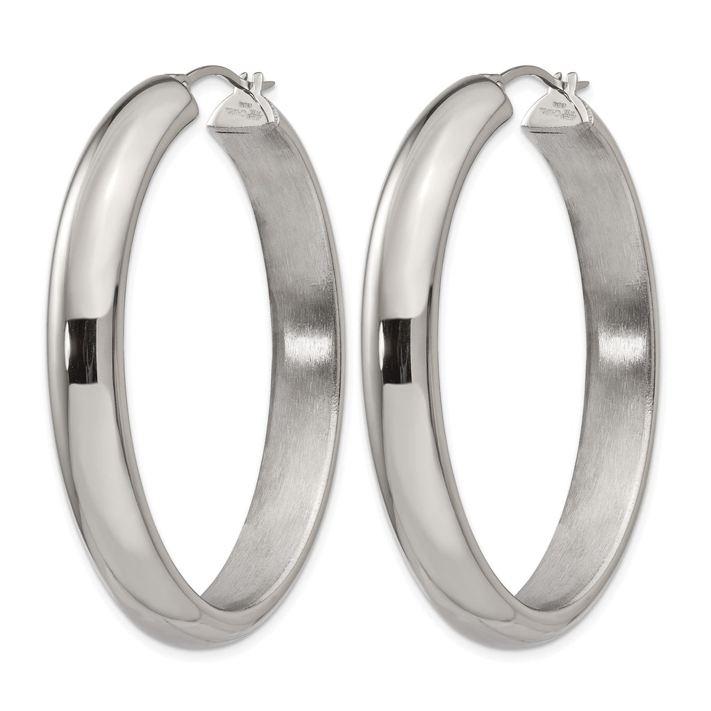 Stainless Steel Polished Oval Hoop Earrings for Women