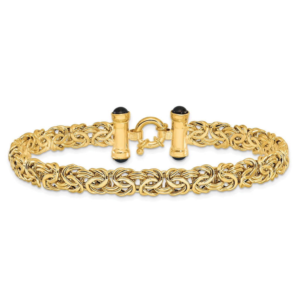14K Polished Fancy Link with Black Onyx Bracelet