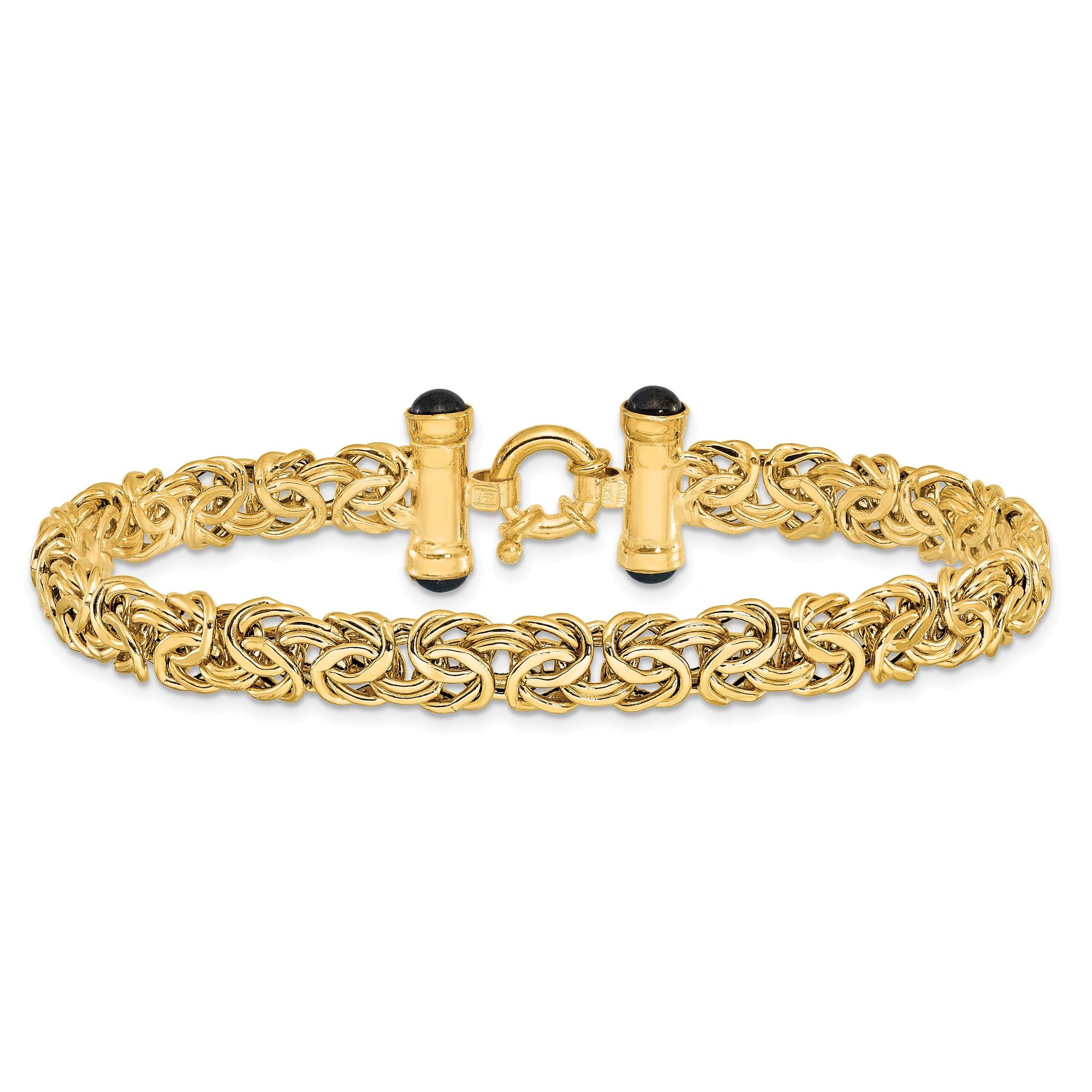 14K Polished Fancy Link with Black Onyx Bracelet