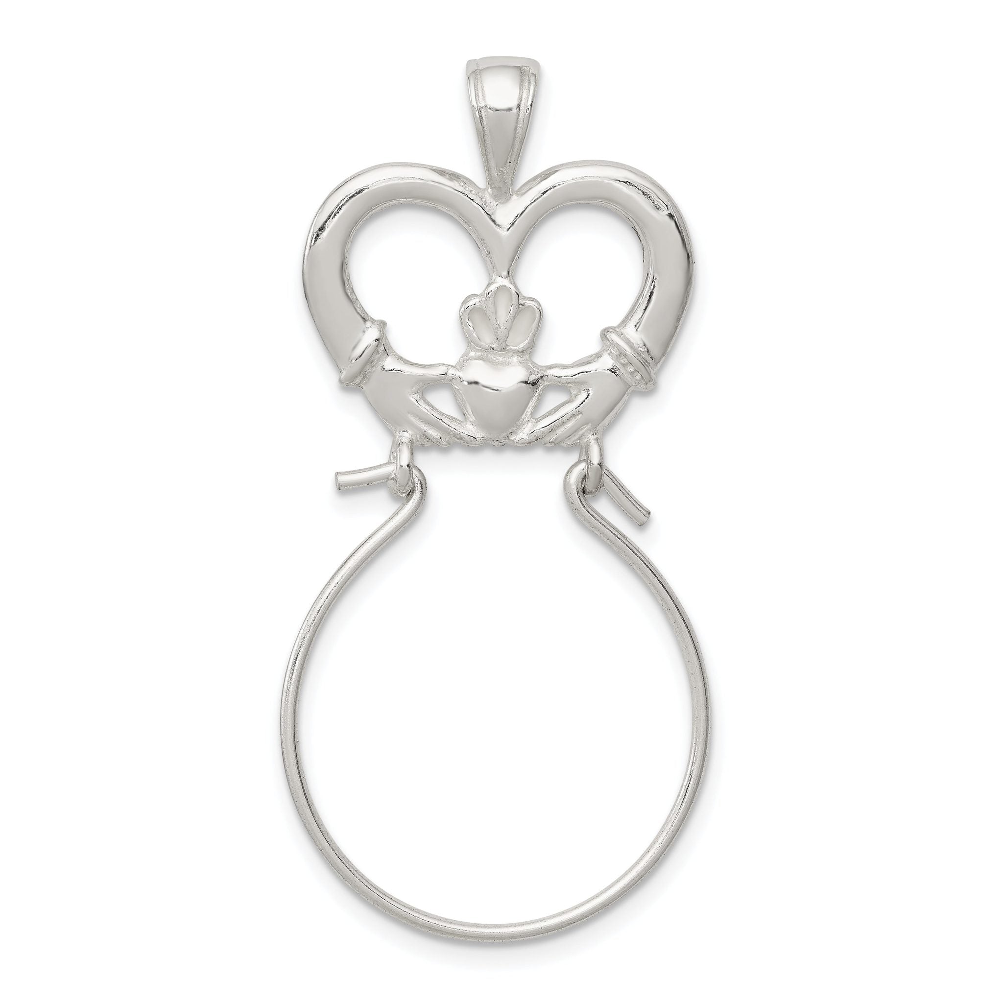 Sterling Silver 925 Claddagh Charm Holder with Polished Anti-Tarnish Finish Main image