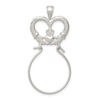 Sterling Silver 925 Claddagh Charm Holder with Polished Anti-Tarnish Finish