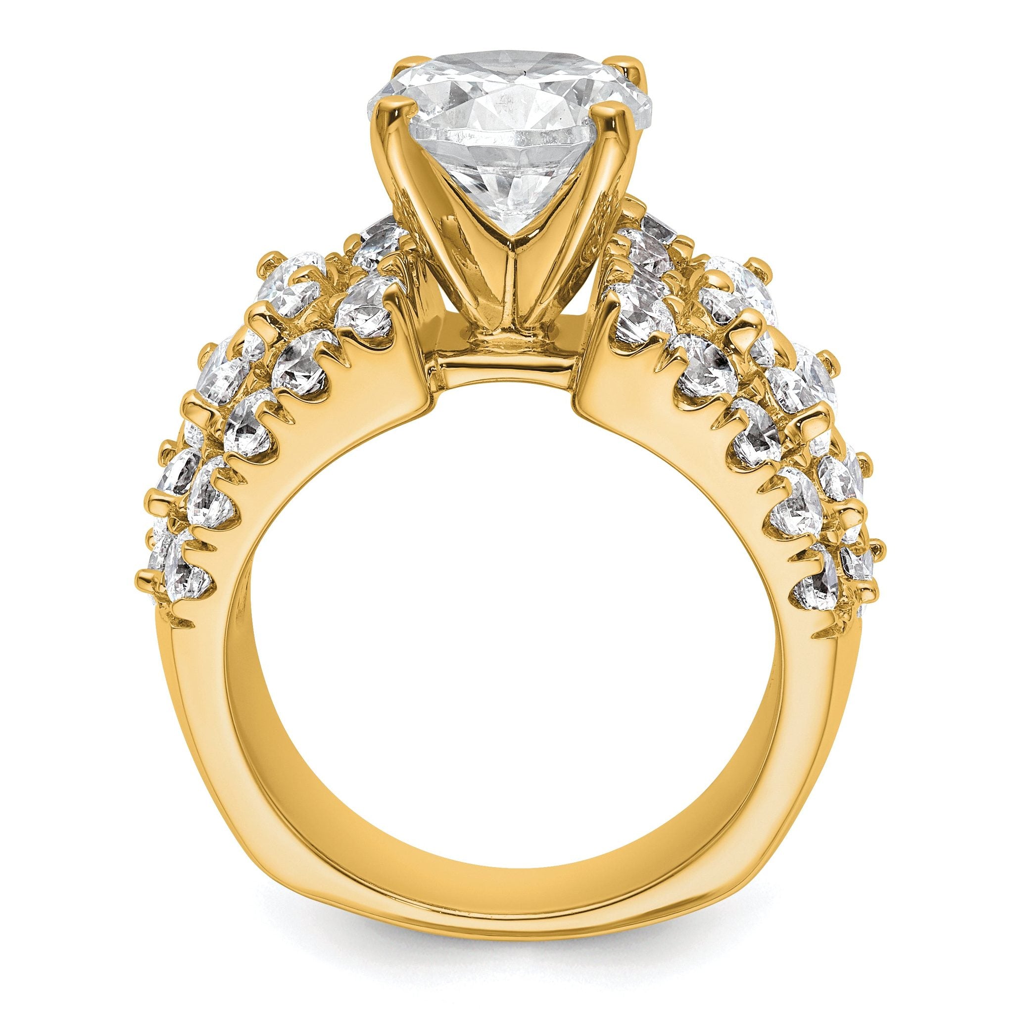 14k 3 3/8 carat Lab Grown Diamond VS/SI+ G+ 3 carat Round Center Semi Mount Engagement Ring