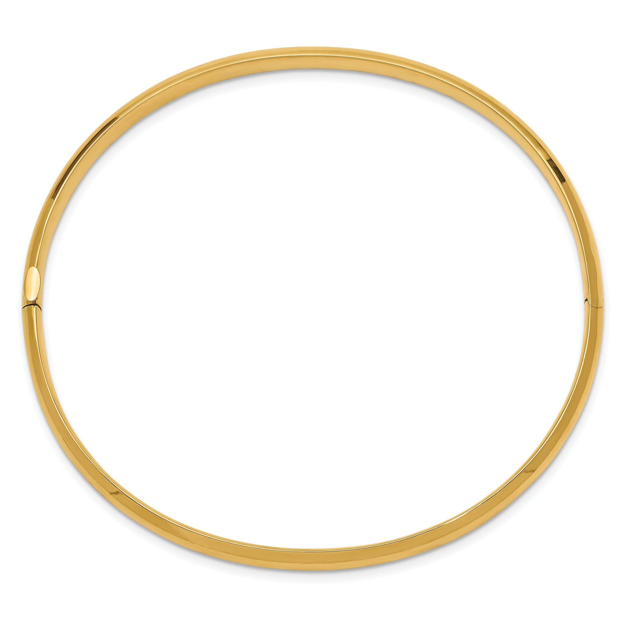 14k 3/16 Oversize High Polished 5.00mm Hinged Oval Bangle Bracelet