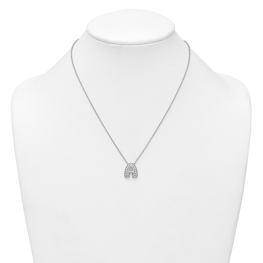 14k White Gold 5/8 carat Lab Grown Diamond VS+ F+ Complete Letter A 18 inch Initial Necklace