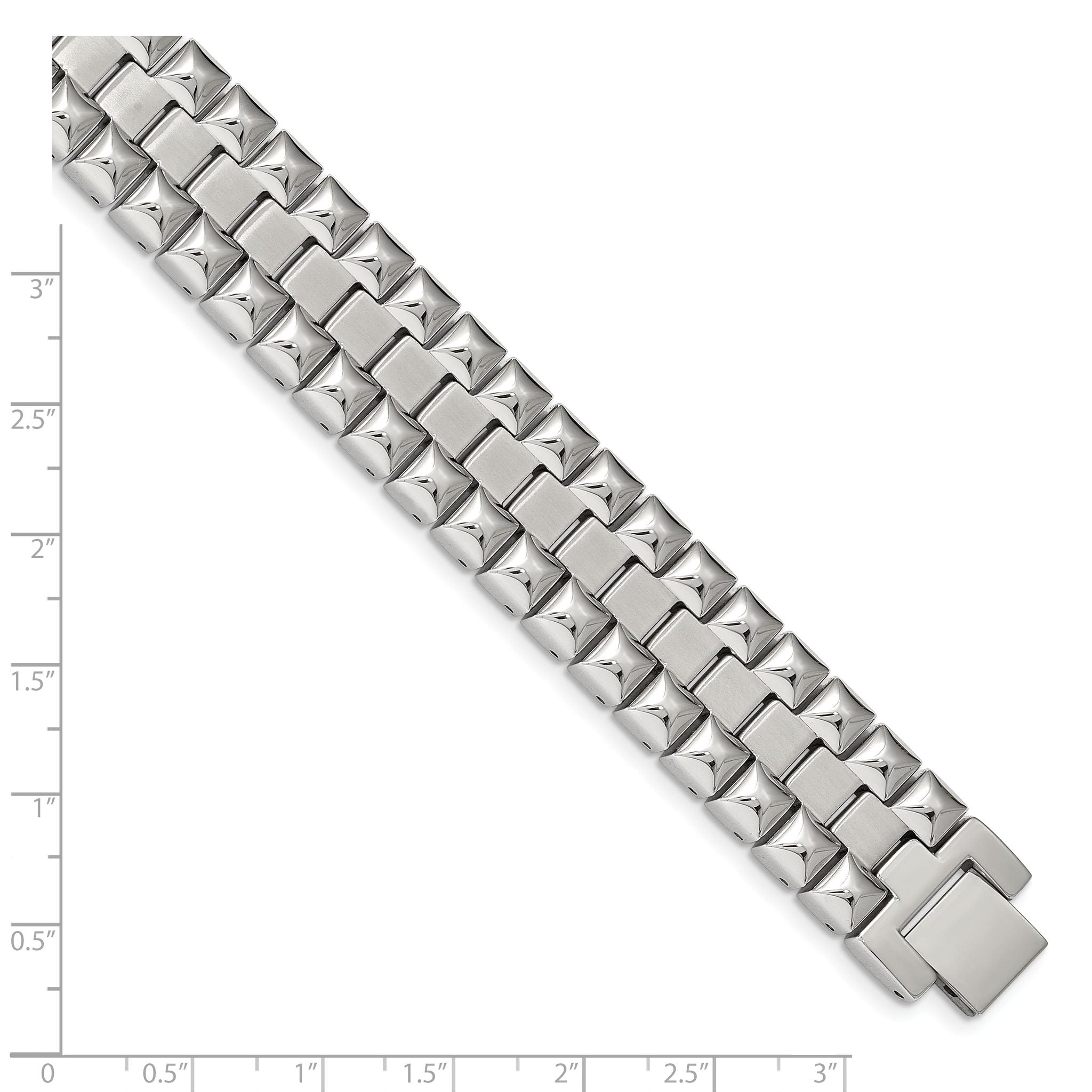 Stainless Steel Brushed and Polished Heavy Link Bracelet for Men