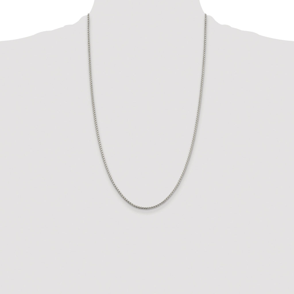 Sterling Silver Rhodium-plated 2mm Round Box Chain