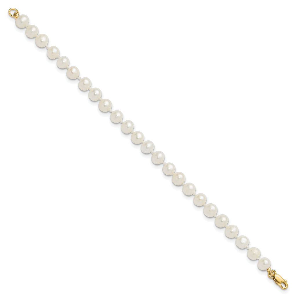14k 4-5mm White Freshwater Cultured Pearl Pendant, 5 inch Bracelet and Post Earrings Set