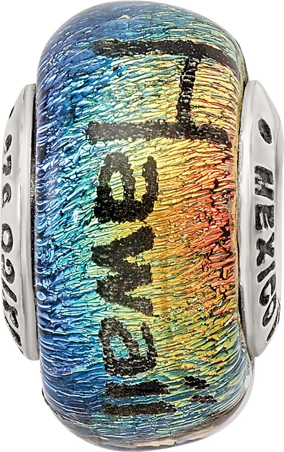 Sterling Silver 925 Hawaiian Orange Dichroic Glass Bead Elegant Artisan Design