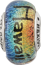 Sterling Silver 925 Hawaiian Orange Dichroic Glass Bead Elegant Artisan Design