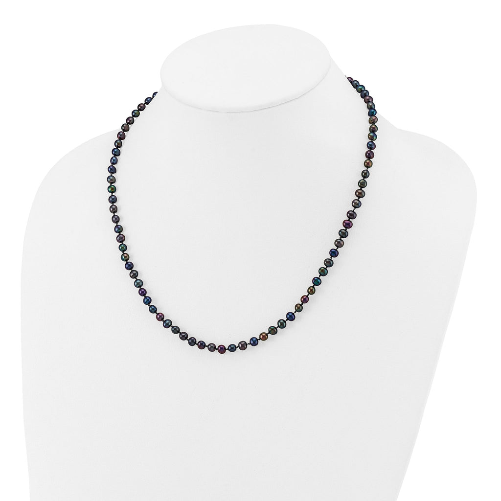 14k 4-5mm Black Near-Round Freshwater Cultured Pearl 7.5 inch Bracelet