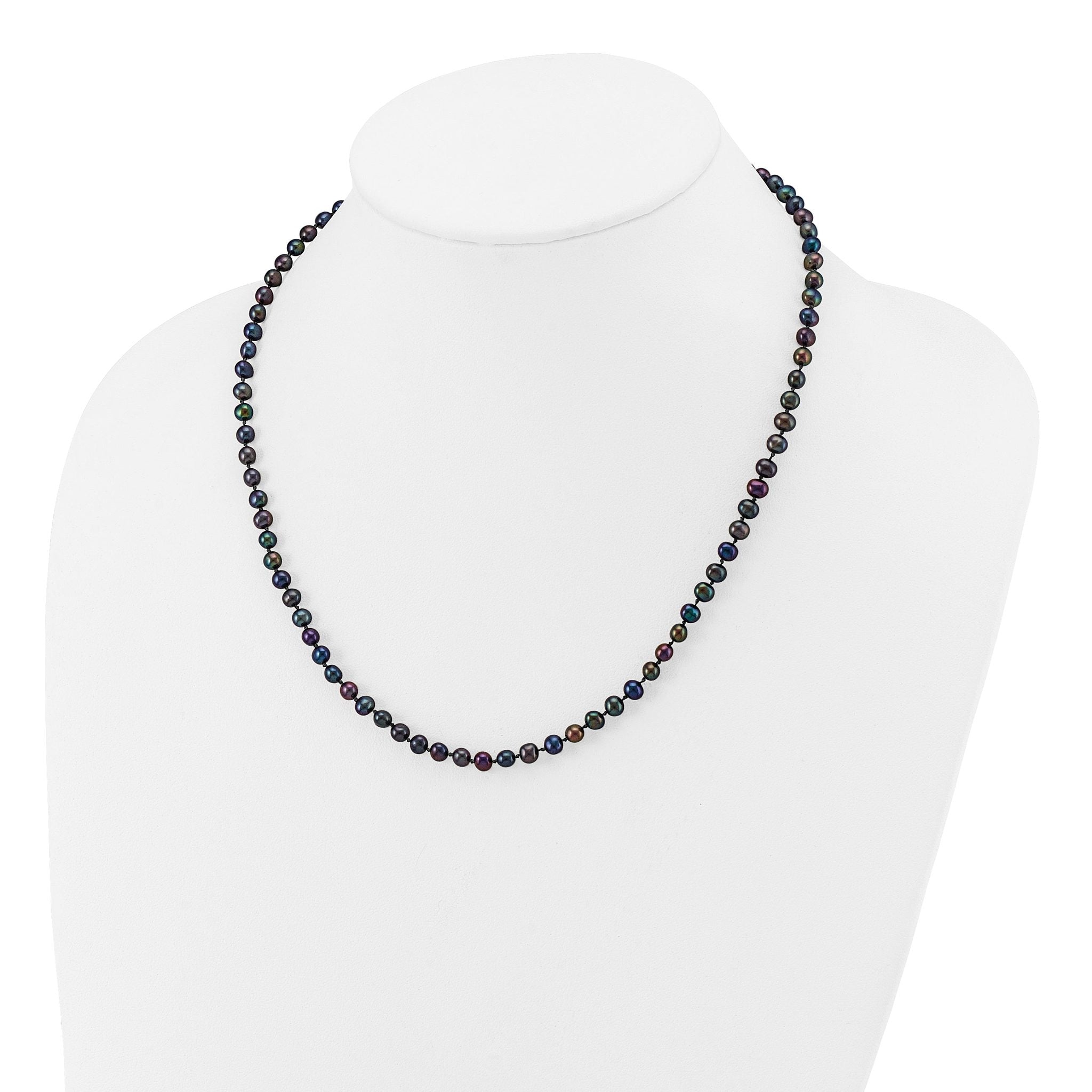 14k 4-5mm Black Near-Round Freshwater Cultured Pearl 7.5 inch Bracelet