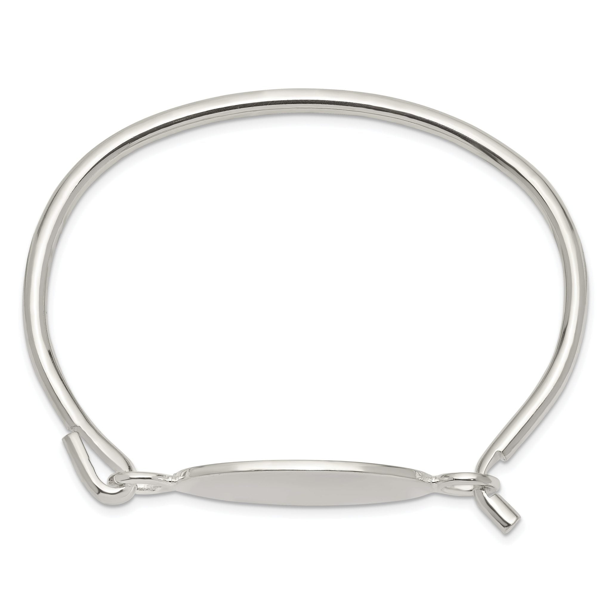 Sterling Silver 925 Oval ID Bangle Bracelet with Polished Finish Secondary image