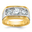 14k Two-tone Men's Polished and Satin 3-Stone Ring Mounting (No Stones Included)